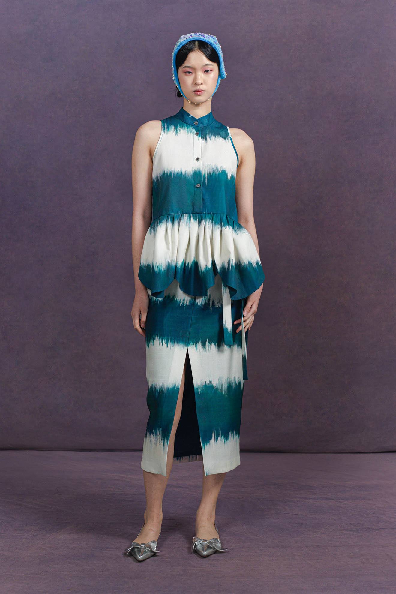 AXEL Top in Teal Minuet Print