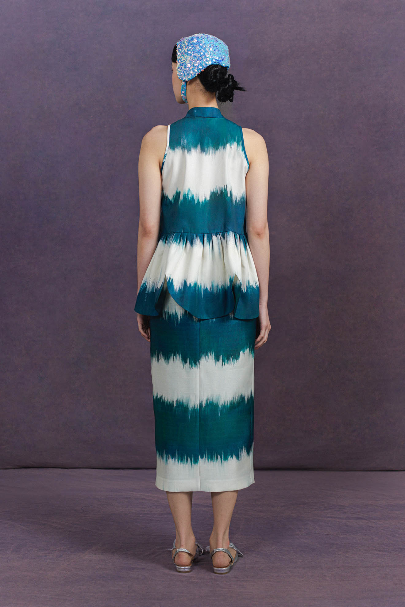 AXEL Top in Teal Minuet Print