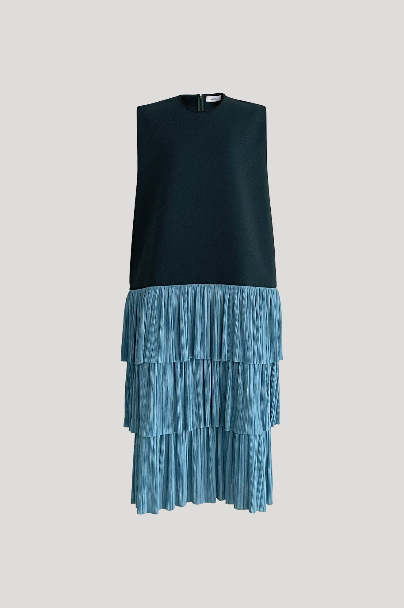 BLACKTIP Dress in Celtic Green/Turqoise Pleats – PEGGY HARTANTO
