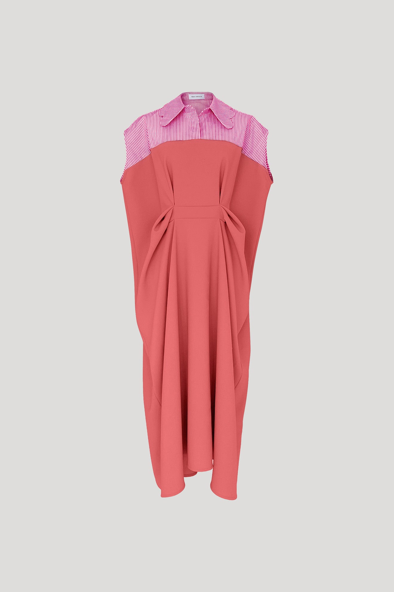 CRESCENDO Dress in Salmon Pink/Magenta Stripes
