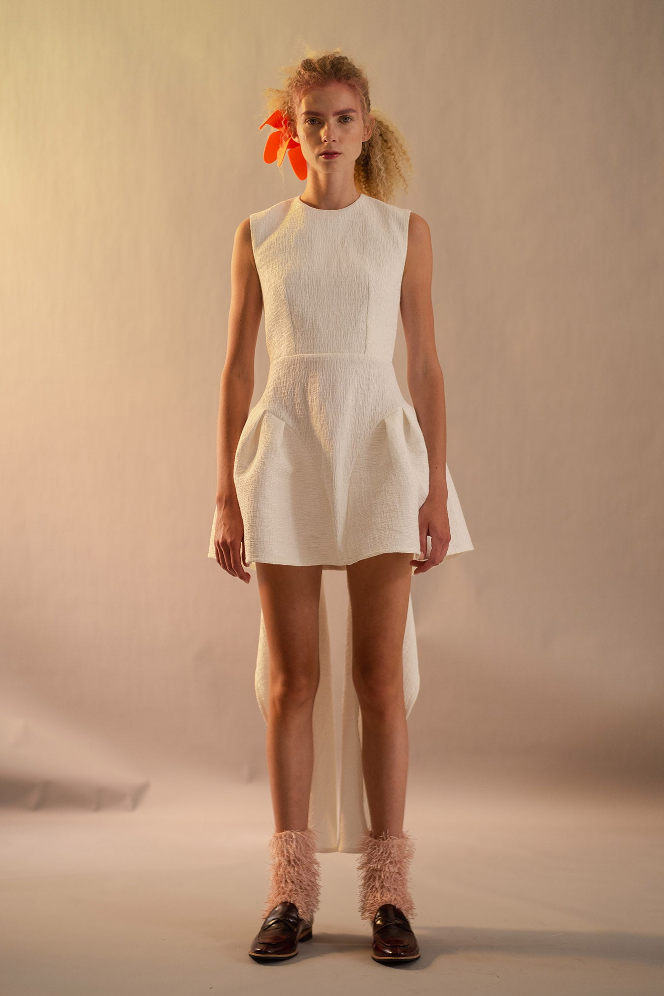 CUTTLEFISH Dress in Crinkled White