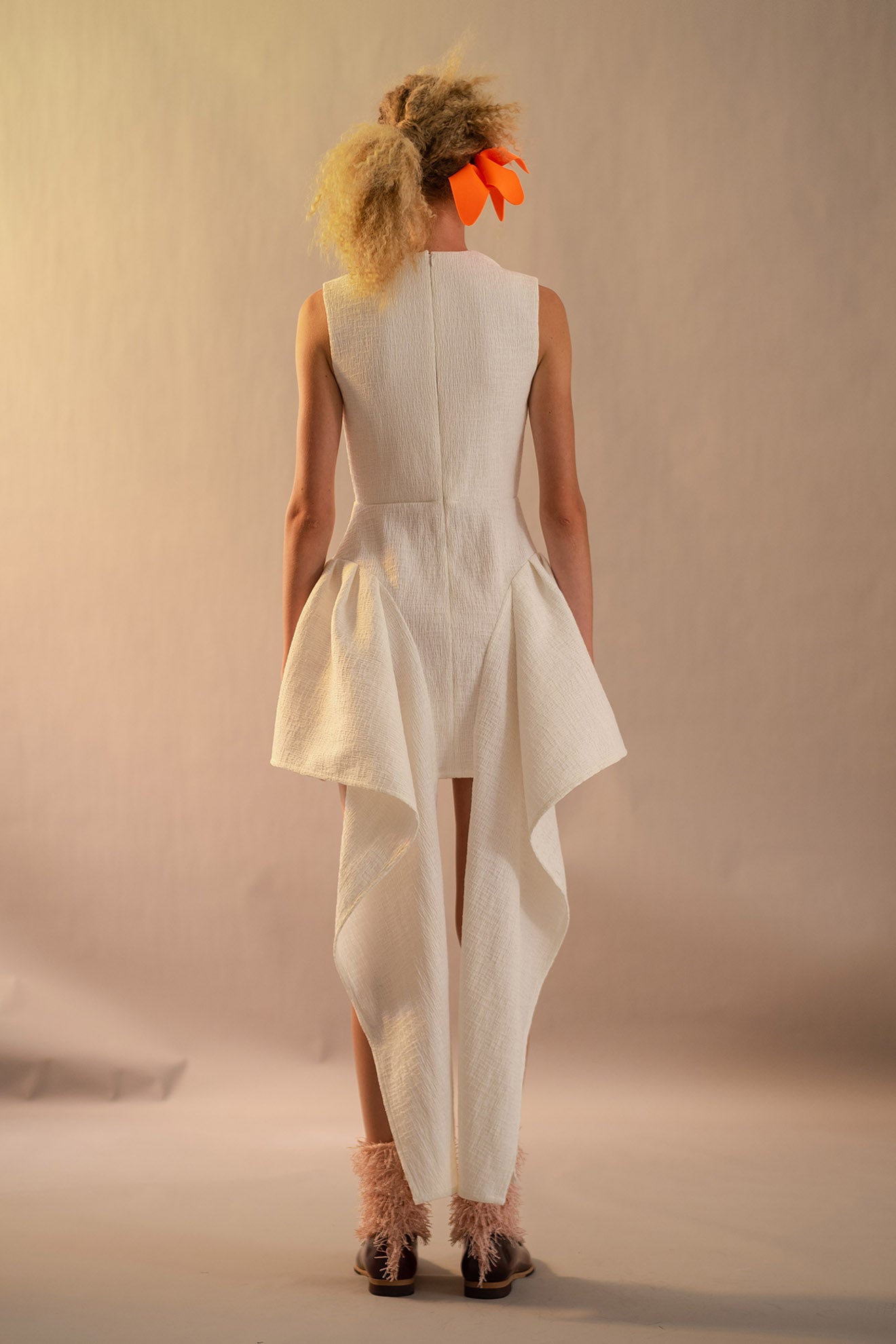 CUTTLEFISH Dress in Crinkled White