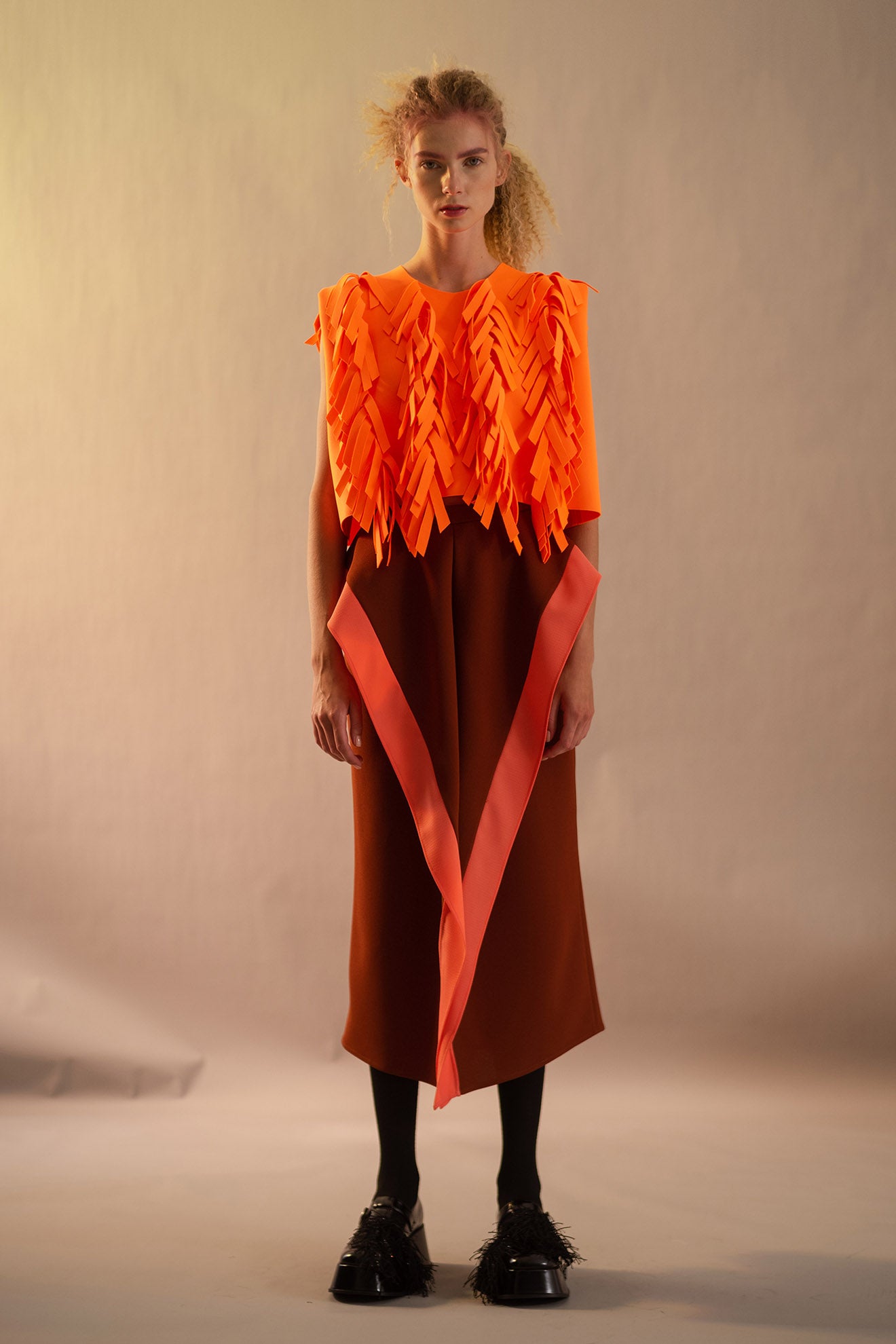 DACE Skirt in Brick Orange/Apricot Pink