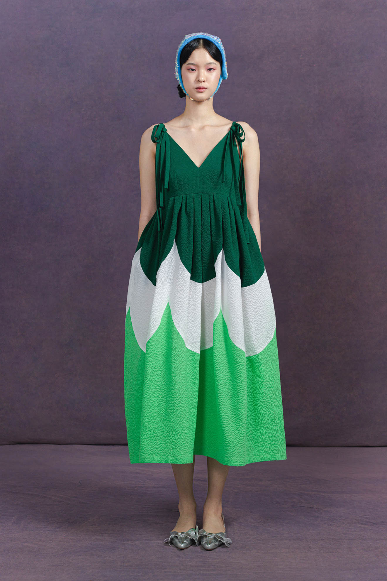 ENTRECHAT Dress in Dark Green/Fern Green