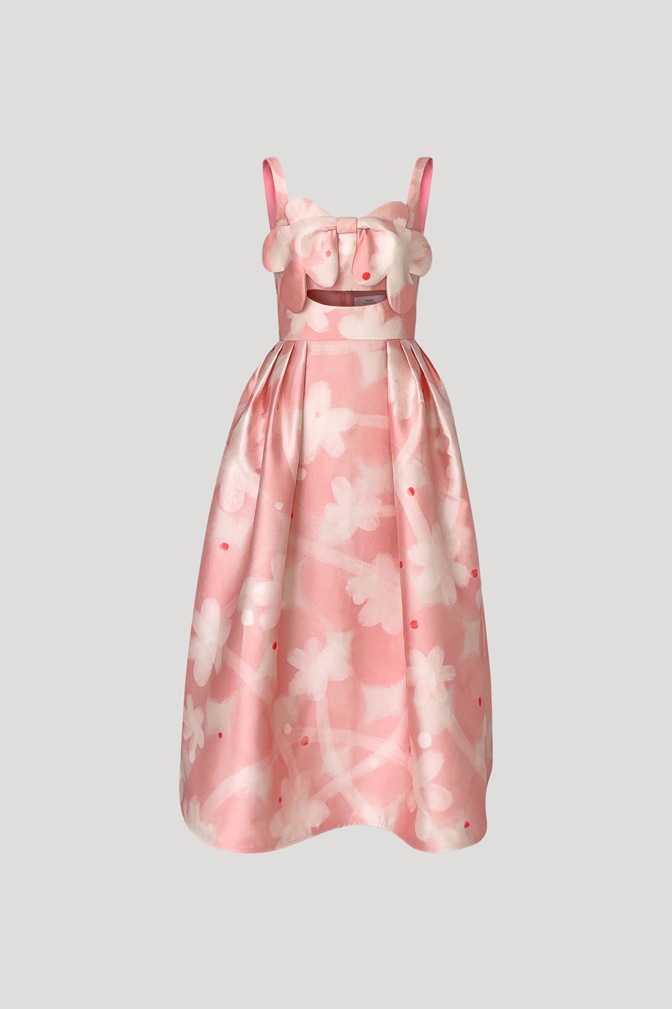 strapless open back dress White and Pink Floral Dress S