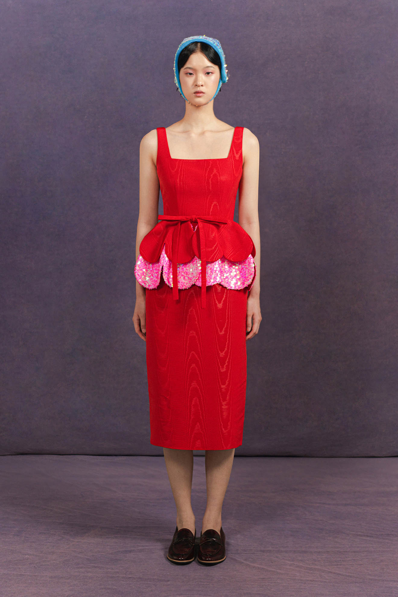 LOCOMOTE Dress in Sangria Red/Iridescent Fuchsia