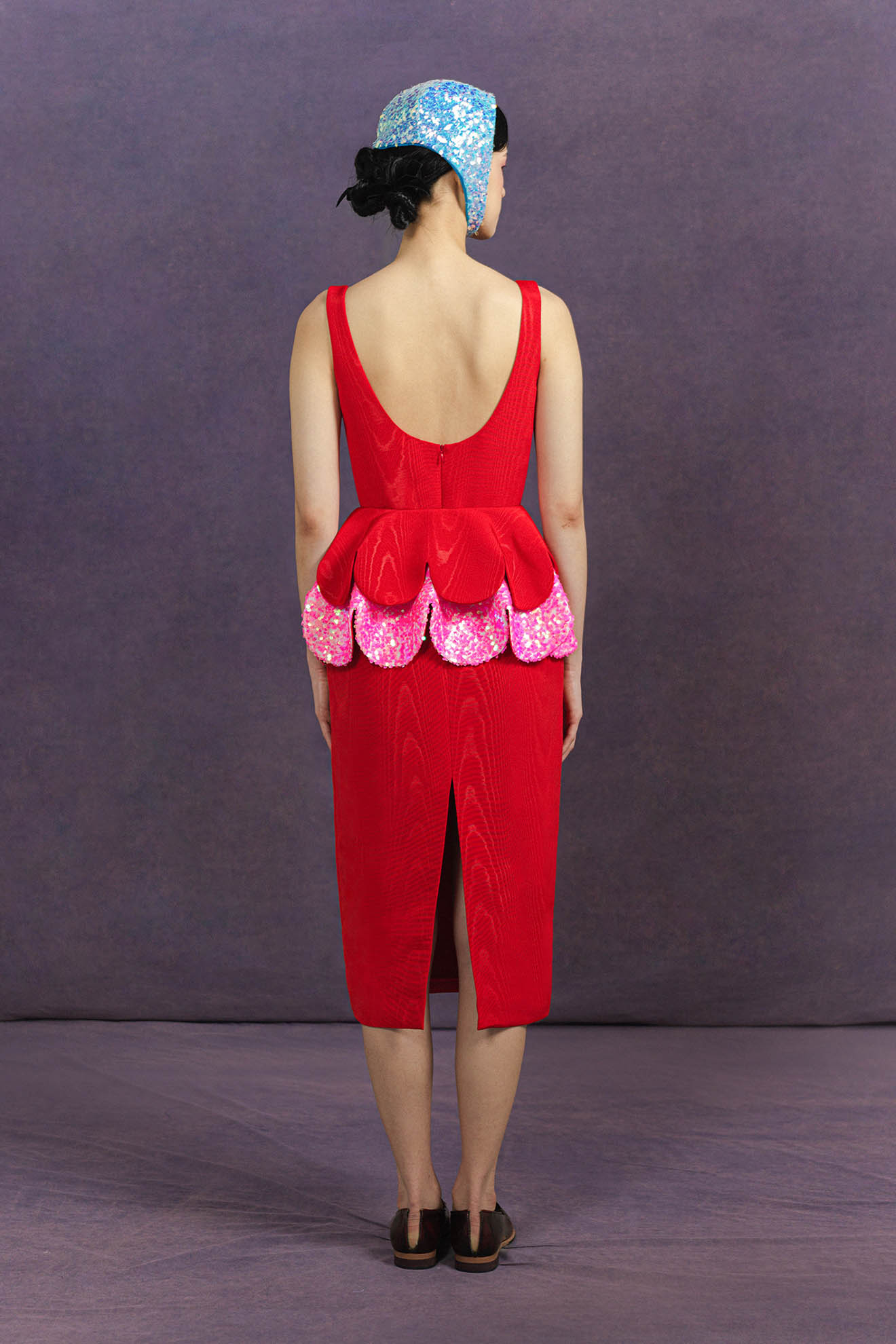 LOCOMOTE Dress in Sangria Red/Iridescent Fuchsia