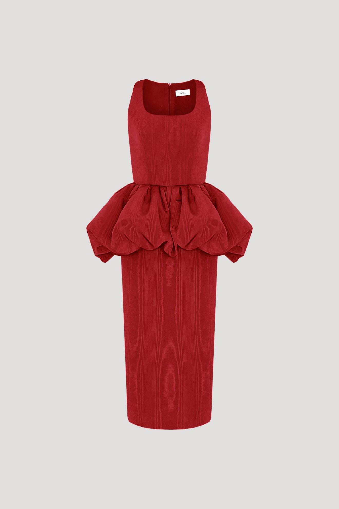 red dress with peplum MATSU Dress in Sangria red – PEGGY HARTANTO