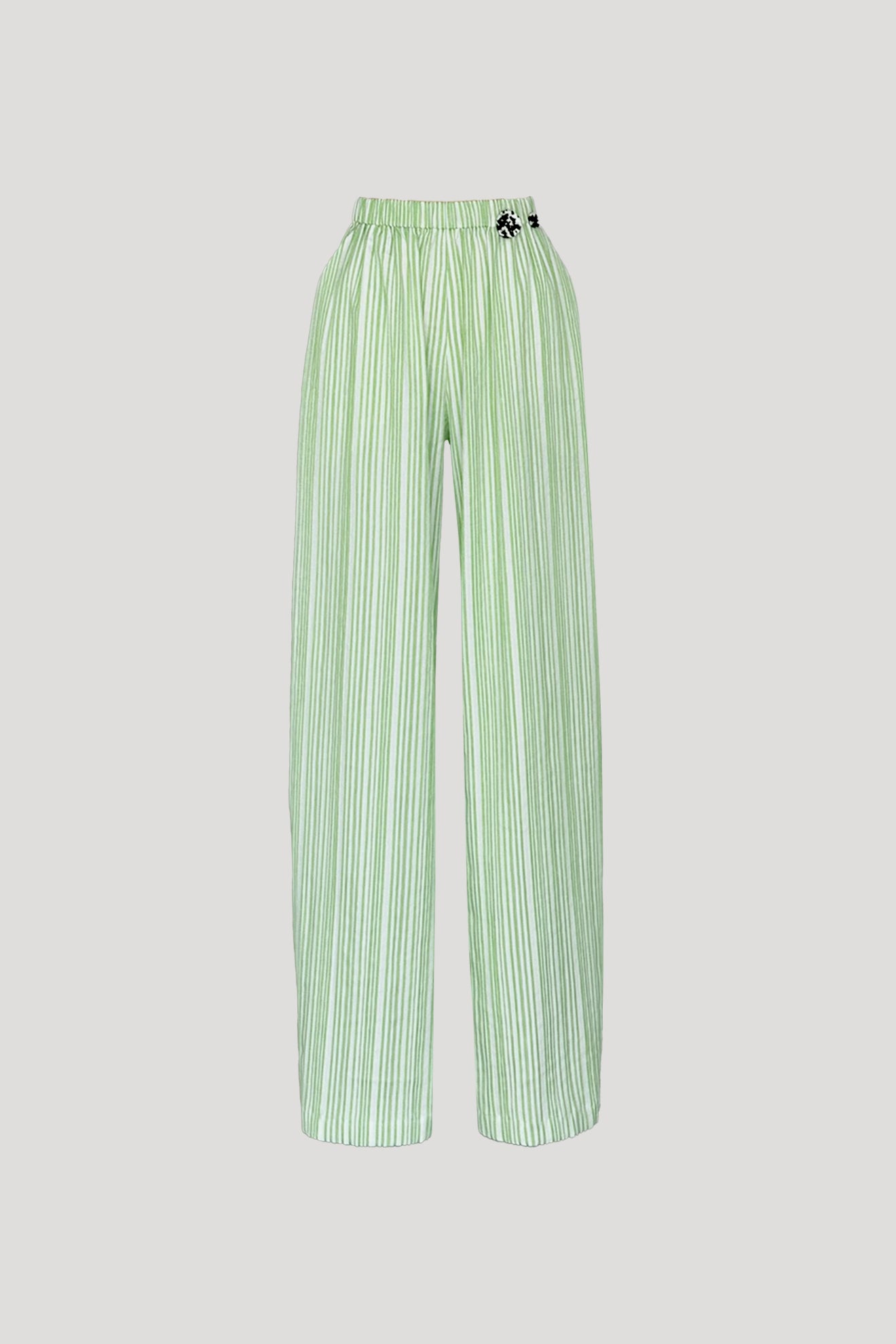 ROLL Pants in Green Stripes