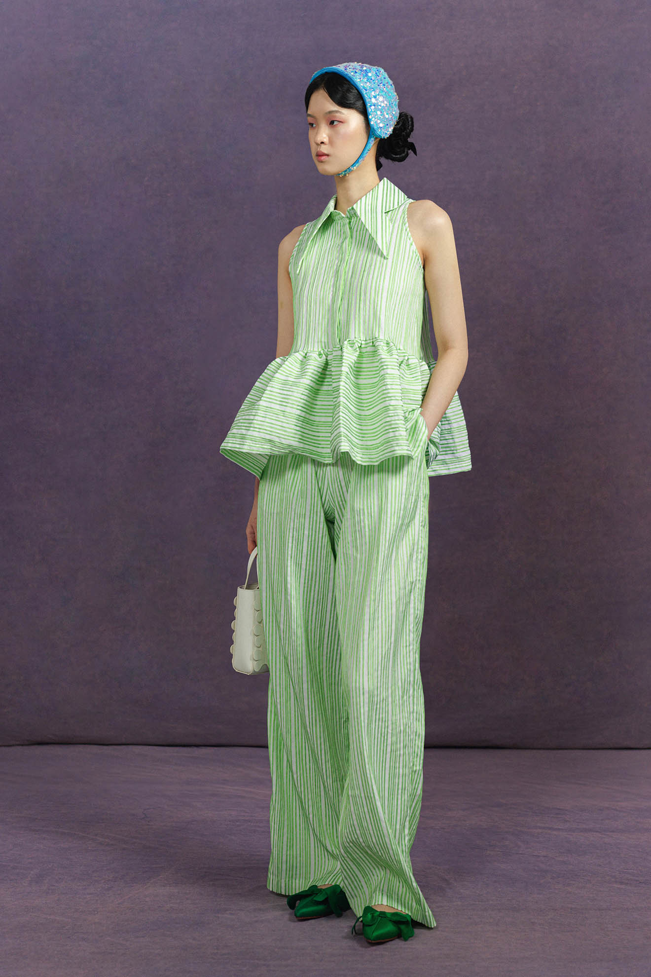 SAUTE Top in Green Stripes