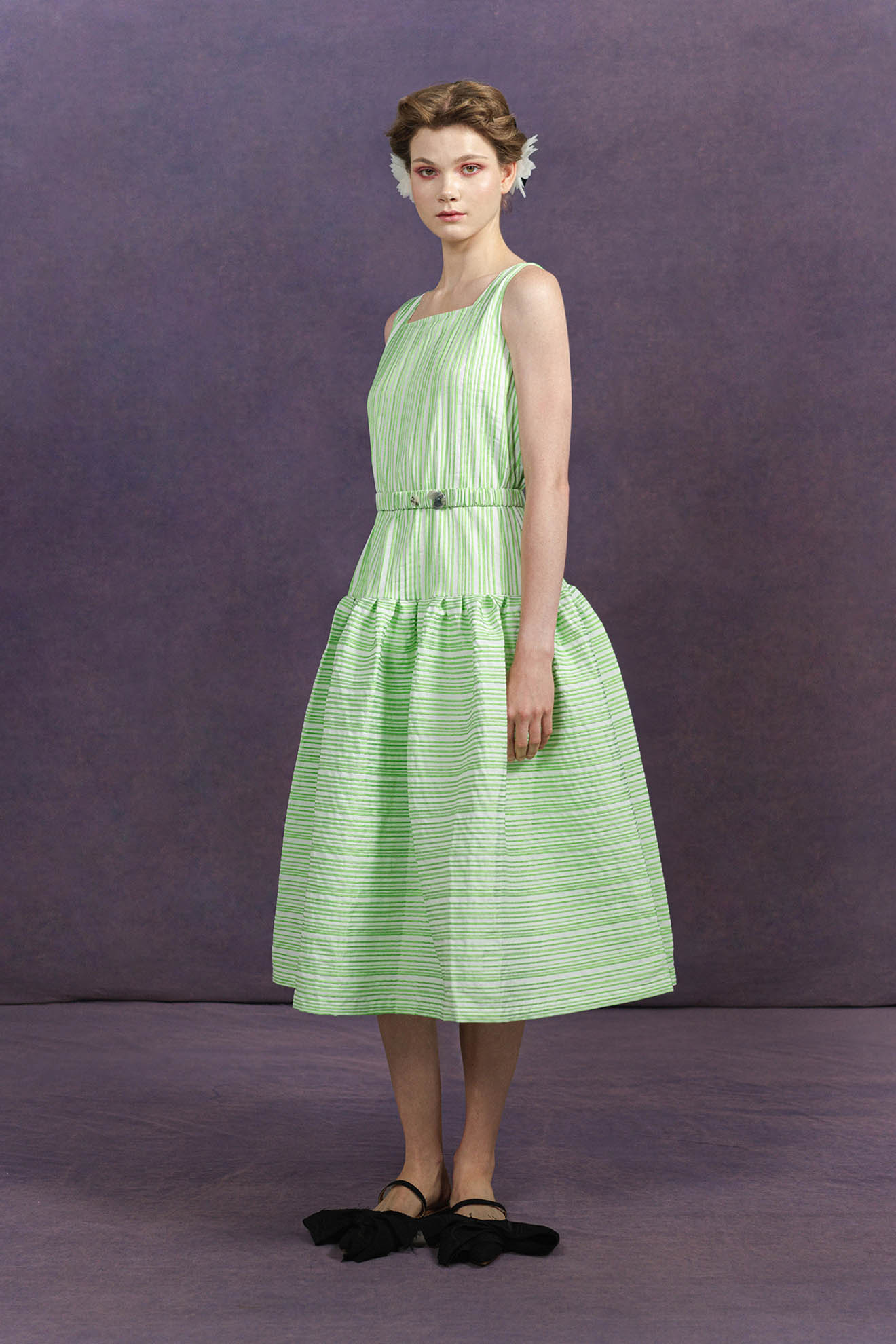 SOMERSAULT Dress in Green Stripes
