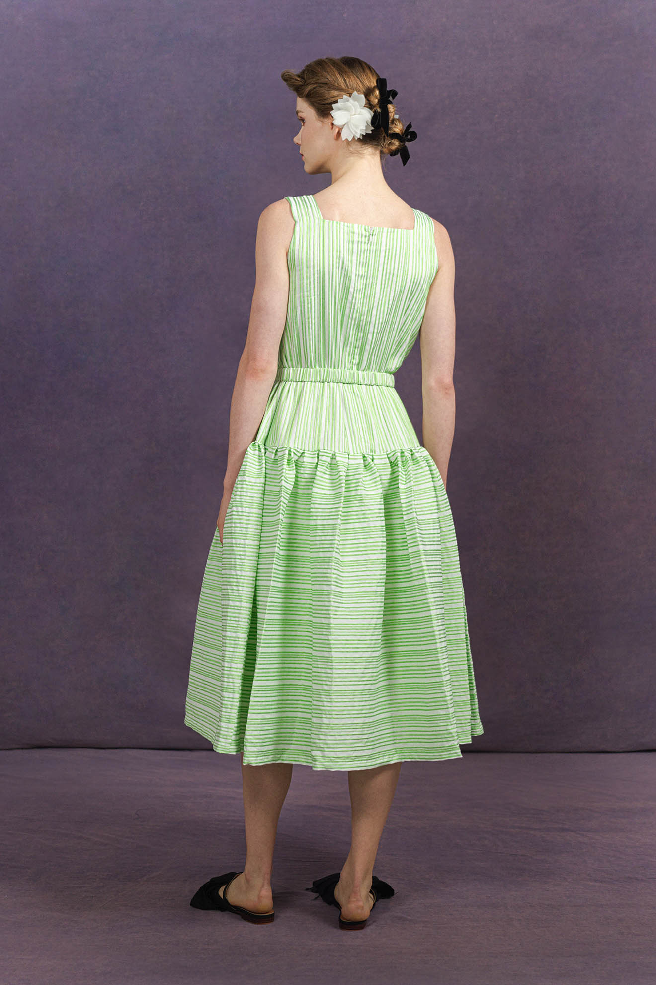 SOMERSAULT Dress in Green Stripes