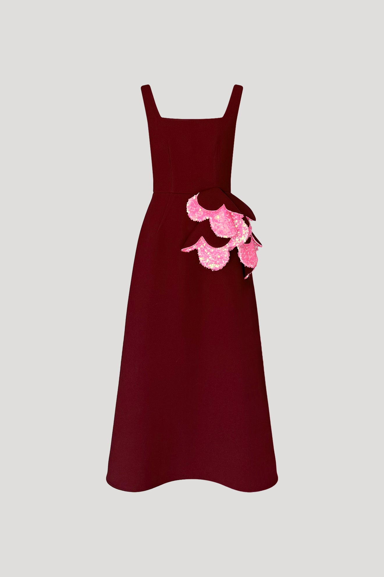 TEMPSLEVE Dress in Wine Red/Iridescent Fuchsia