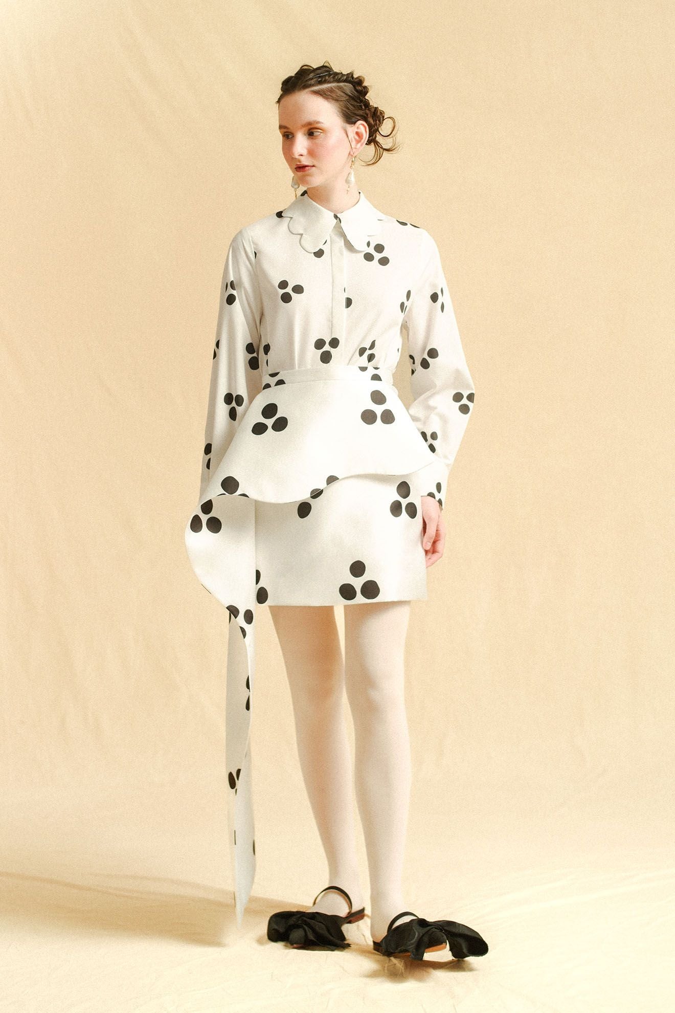 FLEXI Skirt in Black Polkadots