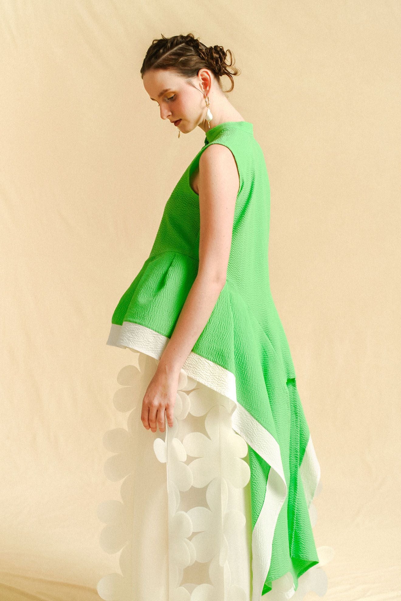 BARRE Top in Fern Green/White