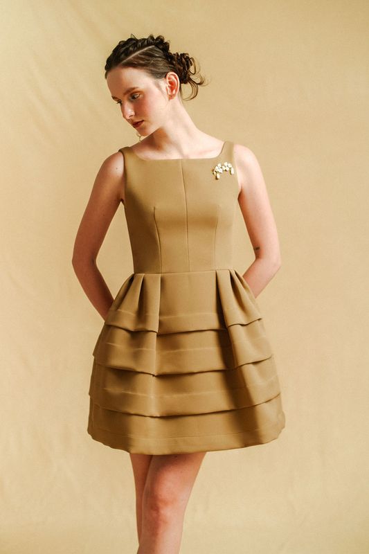 FESTIN Dress in Leather Brown