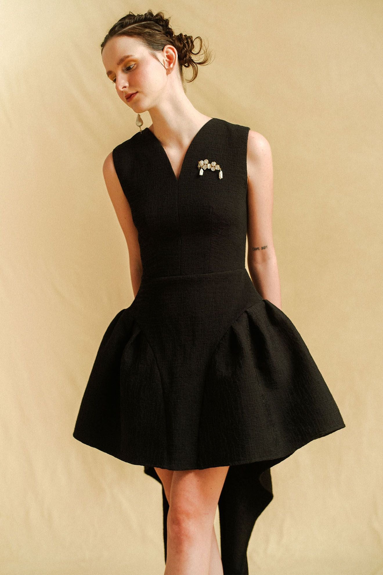MYSTERE Dress in Crinkled Black