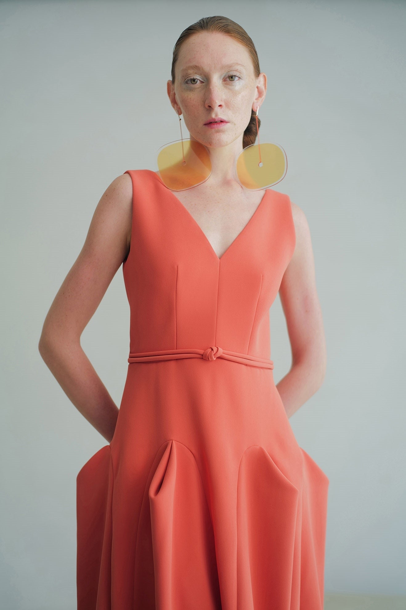 PYRAMID Dress in Flamingo Orange