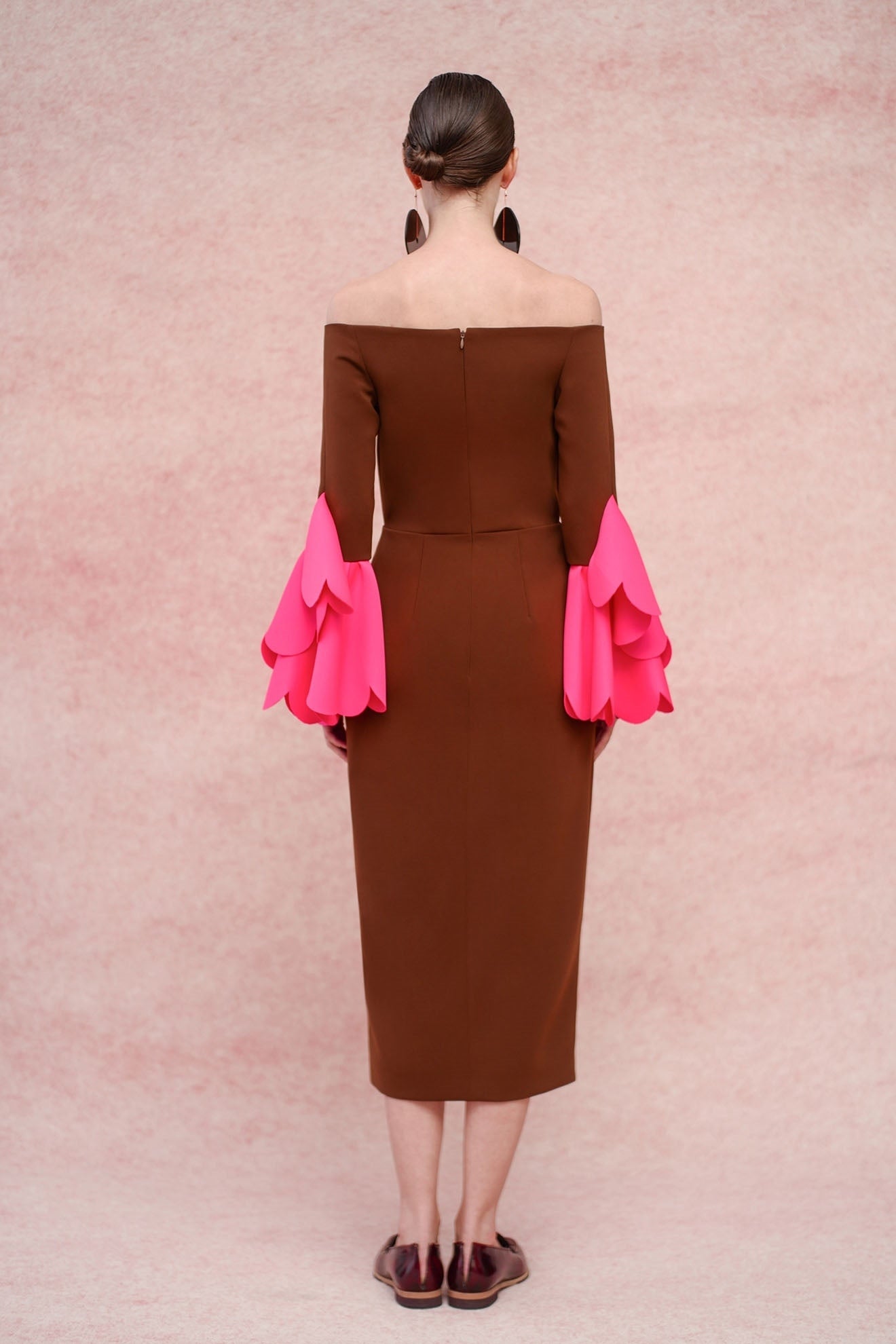 CASABLANCA Dress in Saddle Brown/Neon Pink