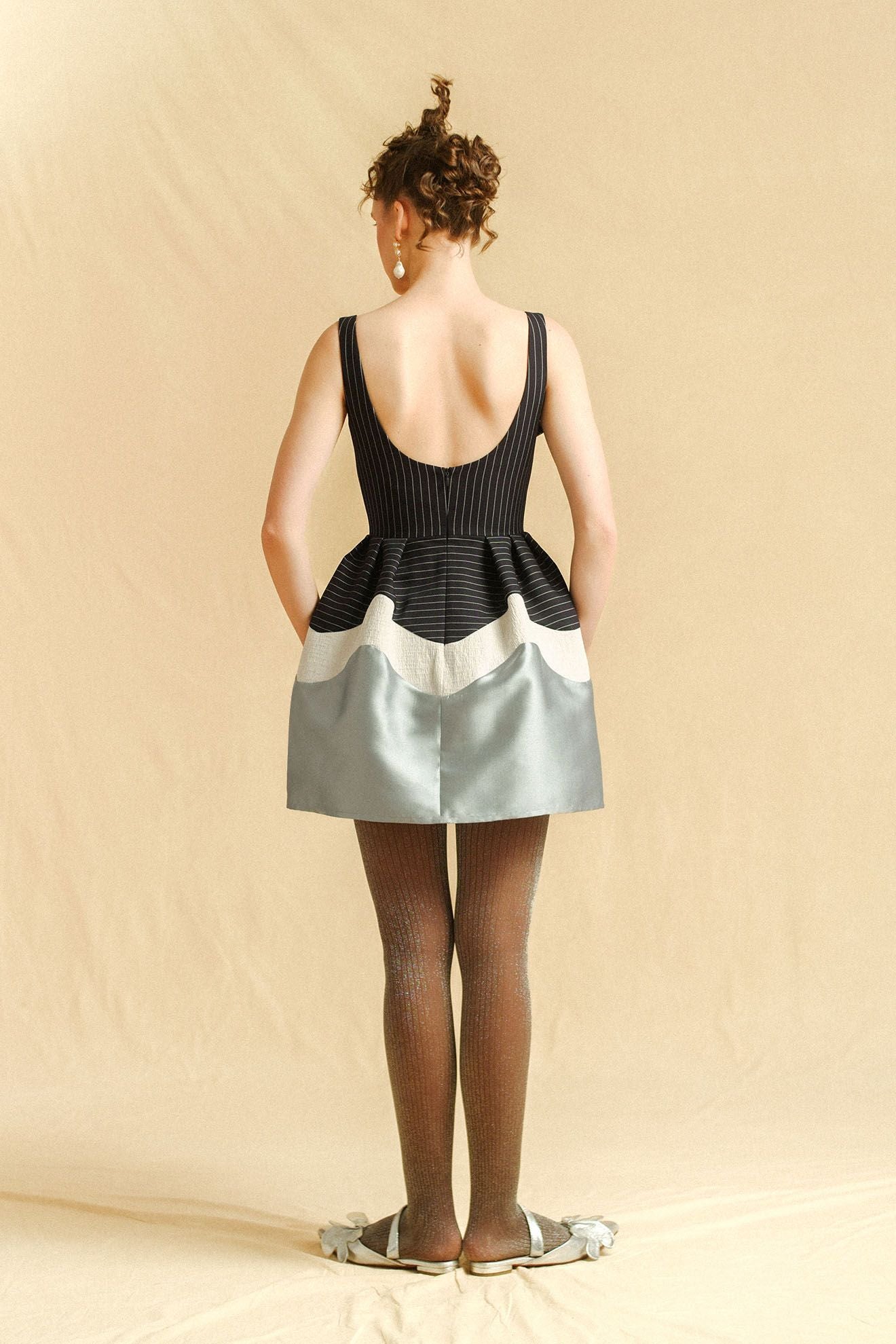 POSTURE Dress in Navy Stripes