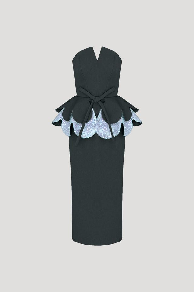 KASHIWA Dress in Pine Green/iridescent Blue