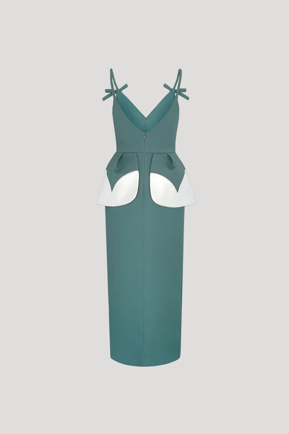 QUETE Dress in Mineral Green/Luster Silver