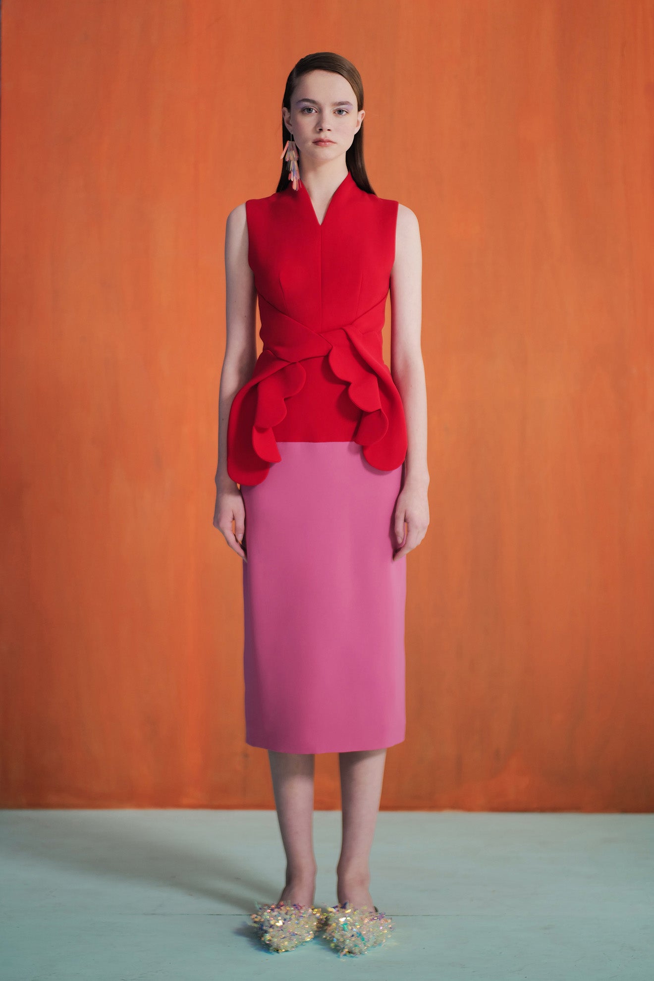 CAPELLA Dress in Brick Red/Fuchsia Pink