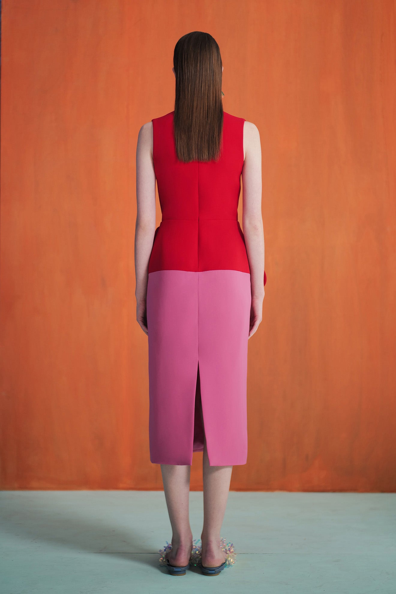 CAPELLA Dress in Brick Red/Fuchsia Pink