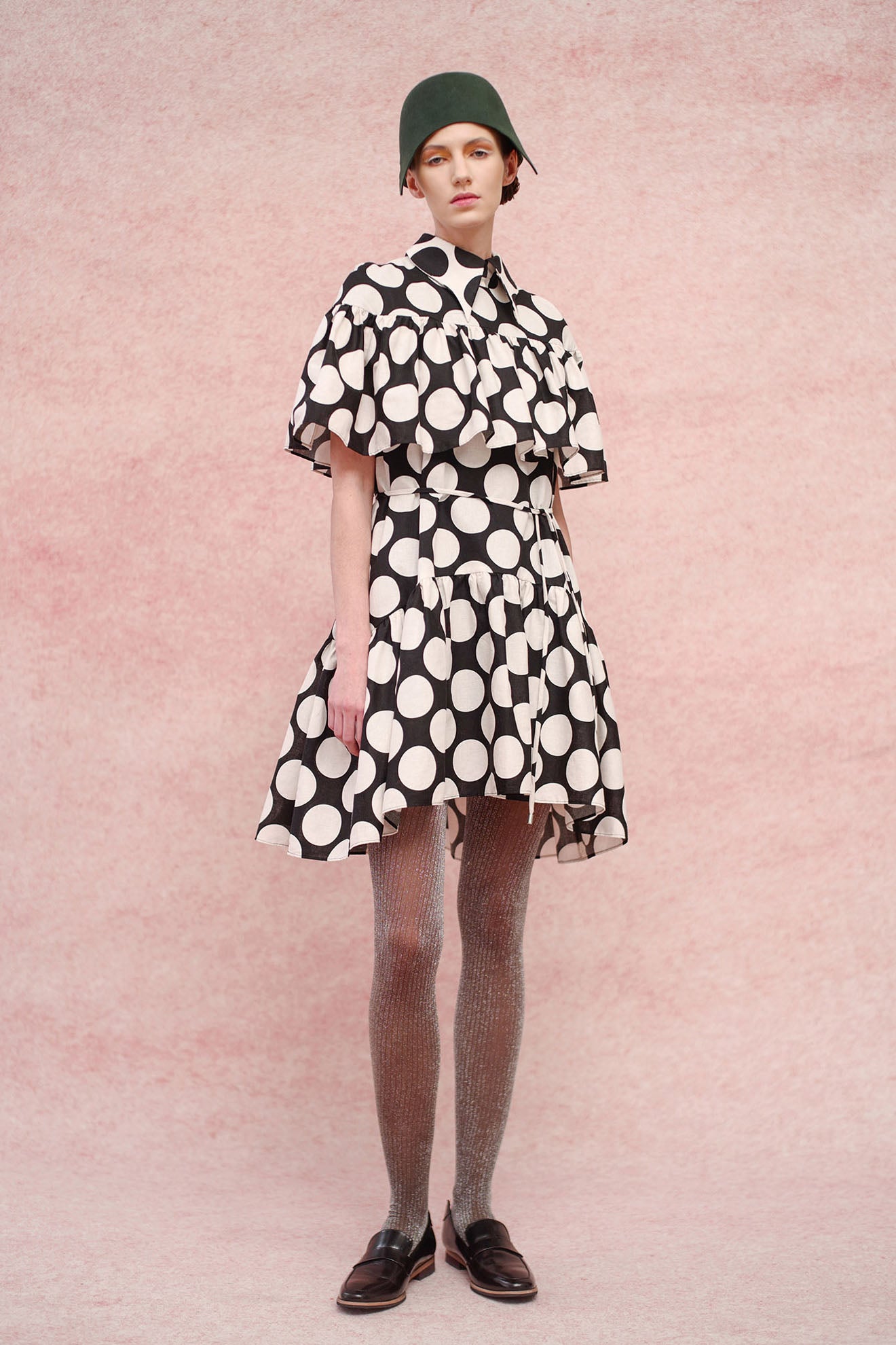 CAPENSIS Dress in White Dot On Black