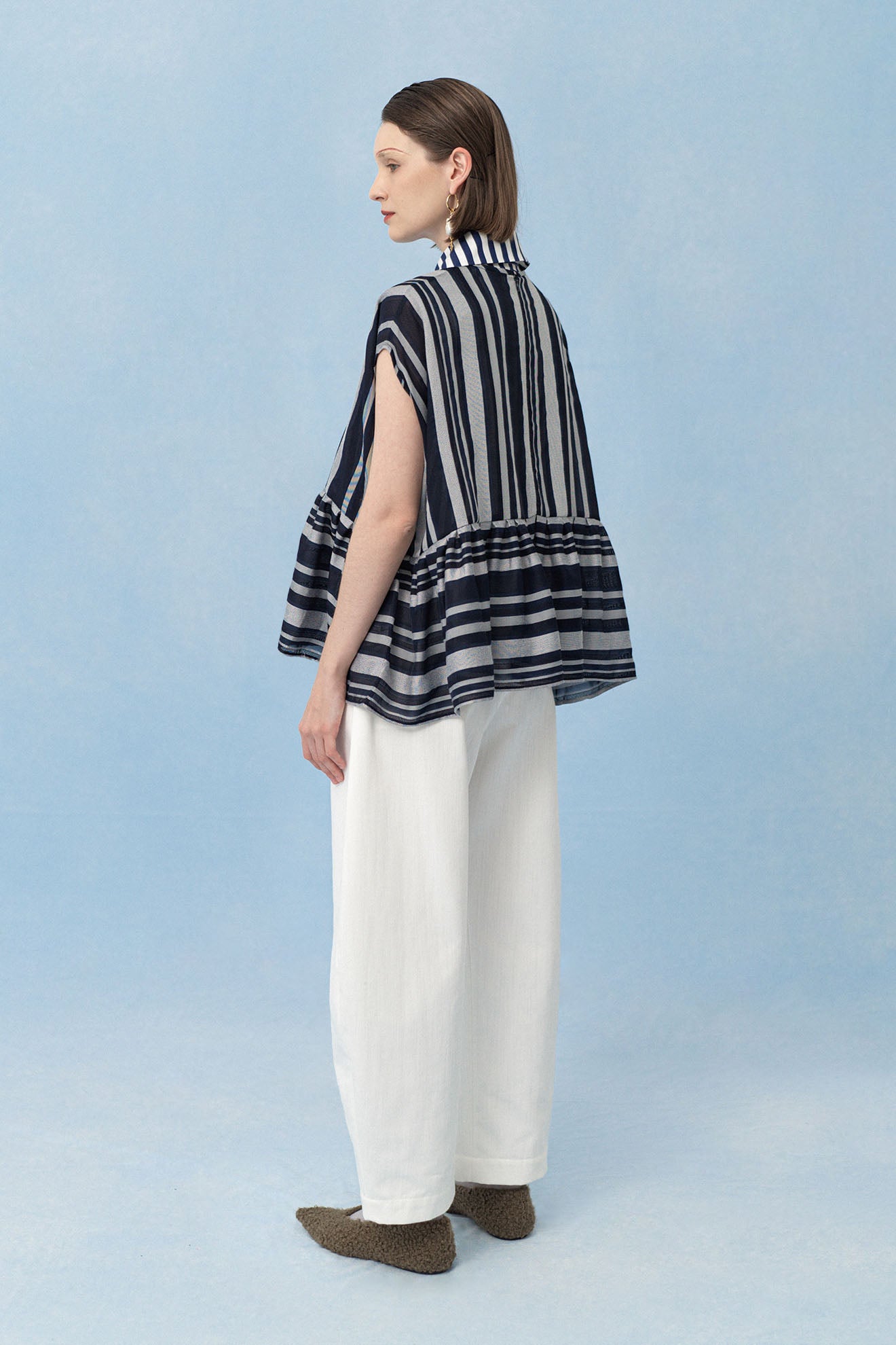 COMPOUND Top in Navy Stripes