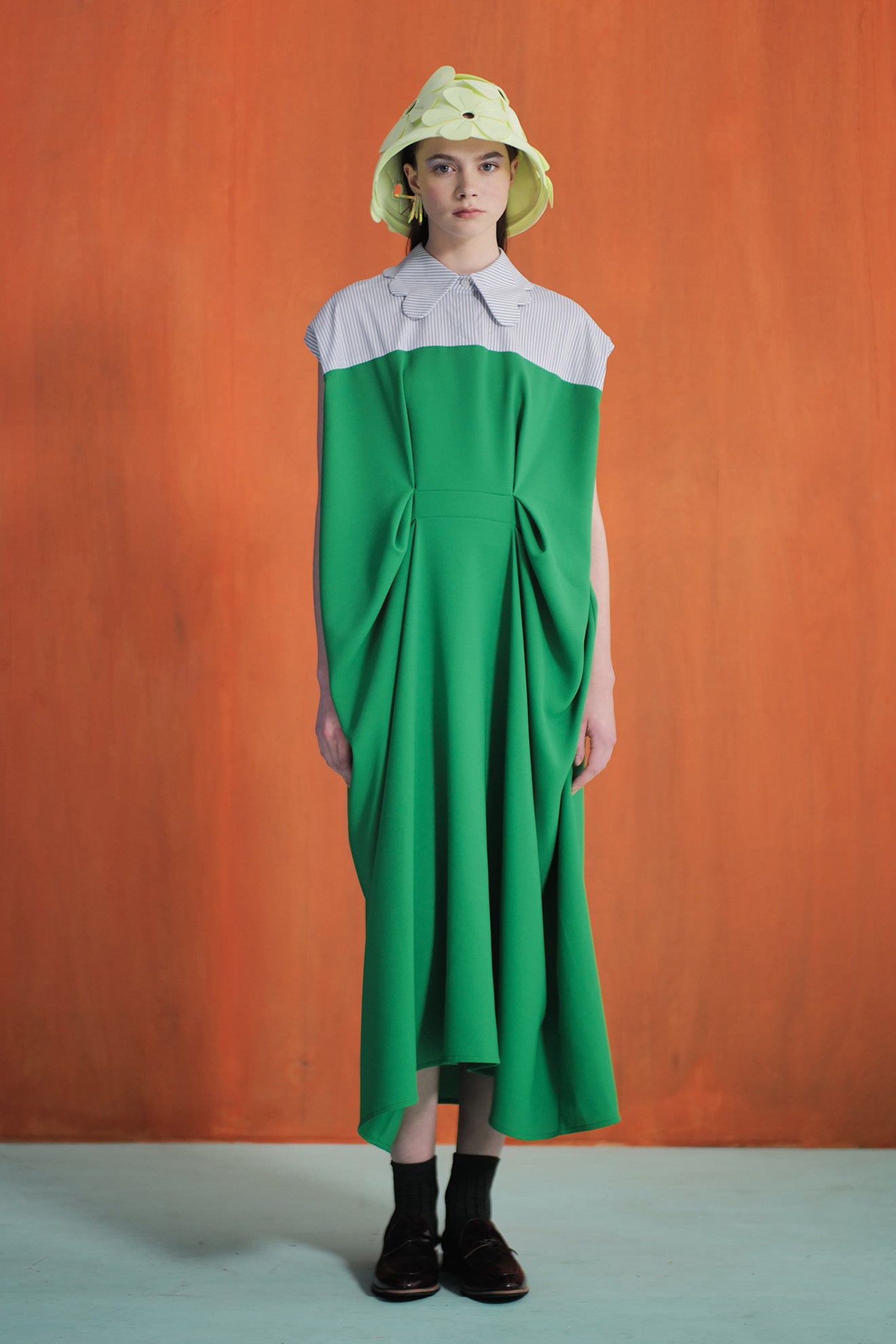 CRESCENDO Dress in Goblin Green/Sky Blue Stripes