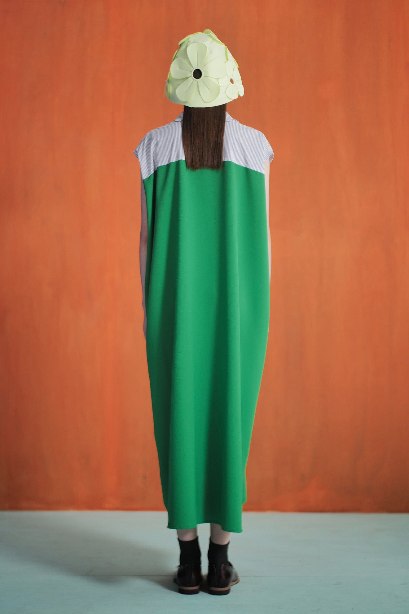 CRESCENDO Dress in Goblin Green/Sky Blue Stripes