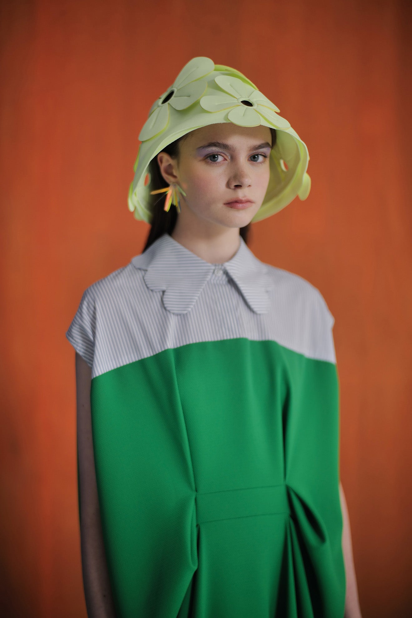 CRESCENDO Dress in Goblin Green/Sky Blue Stripes