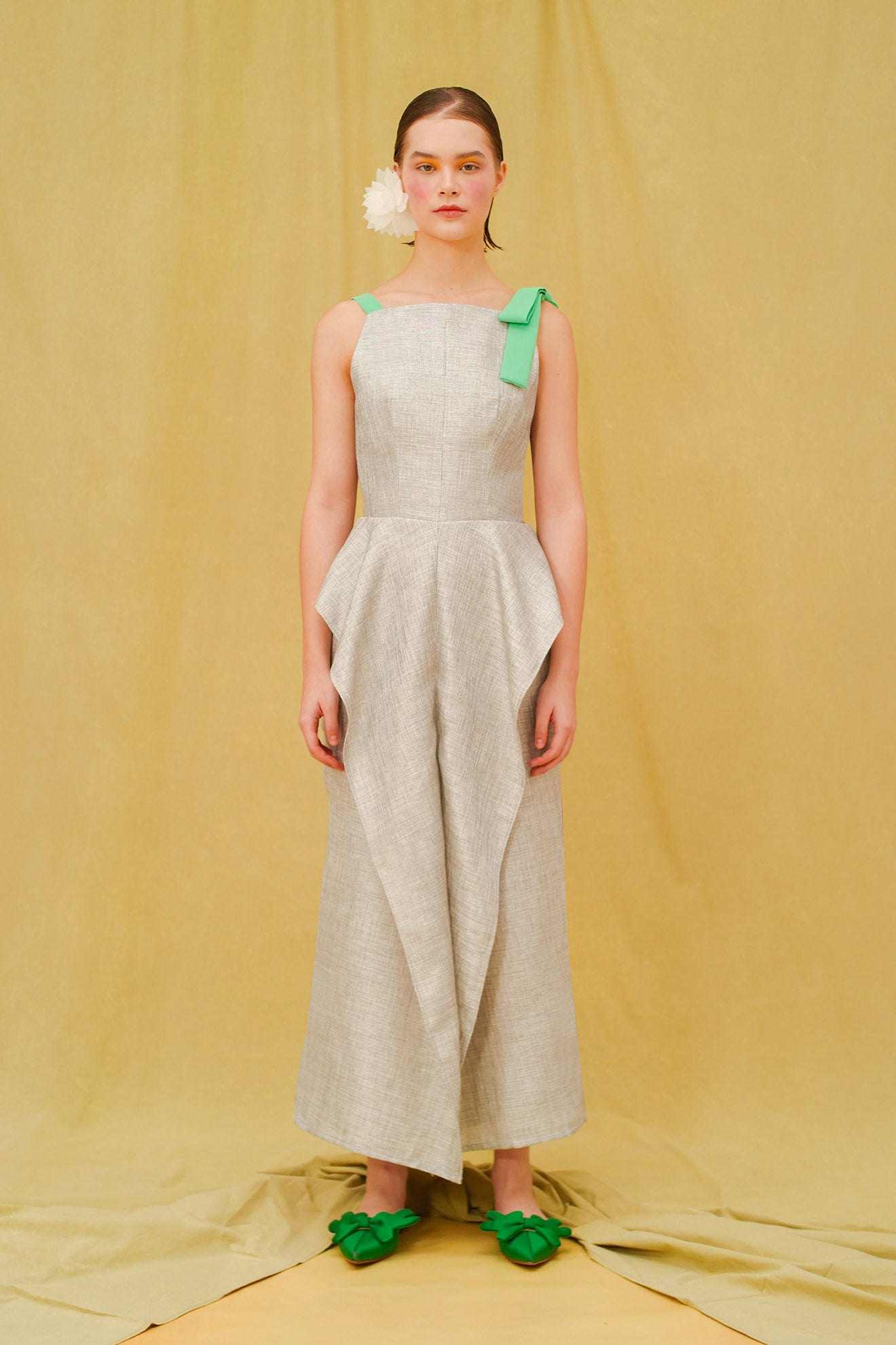 ENICHI Dress in Silver/Fern Green