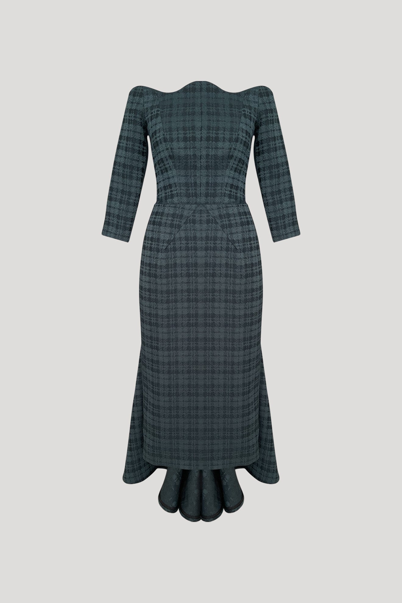 EQUILATERAL Dress in Plaid Dark Green