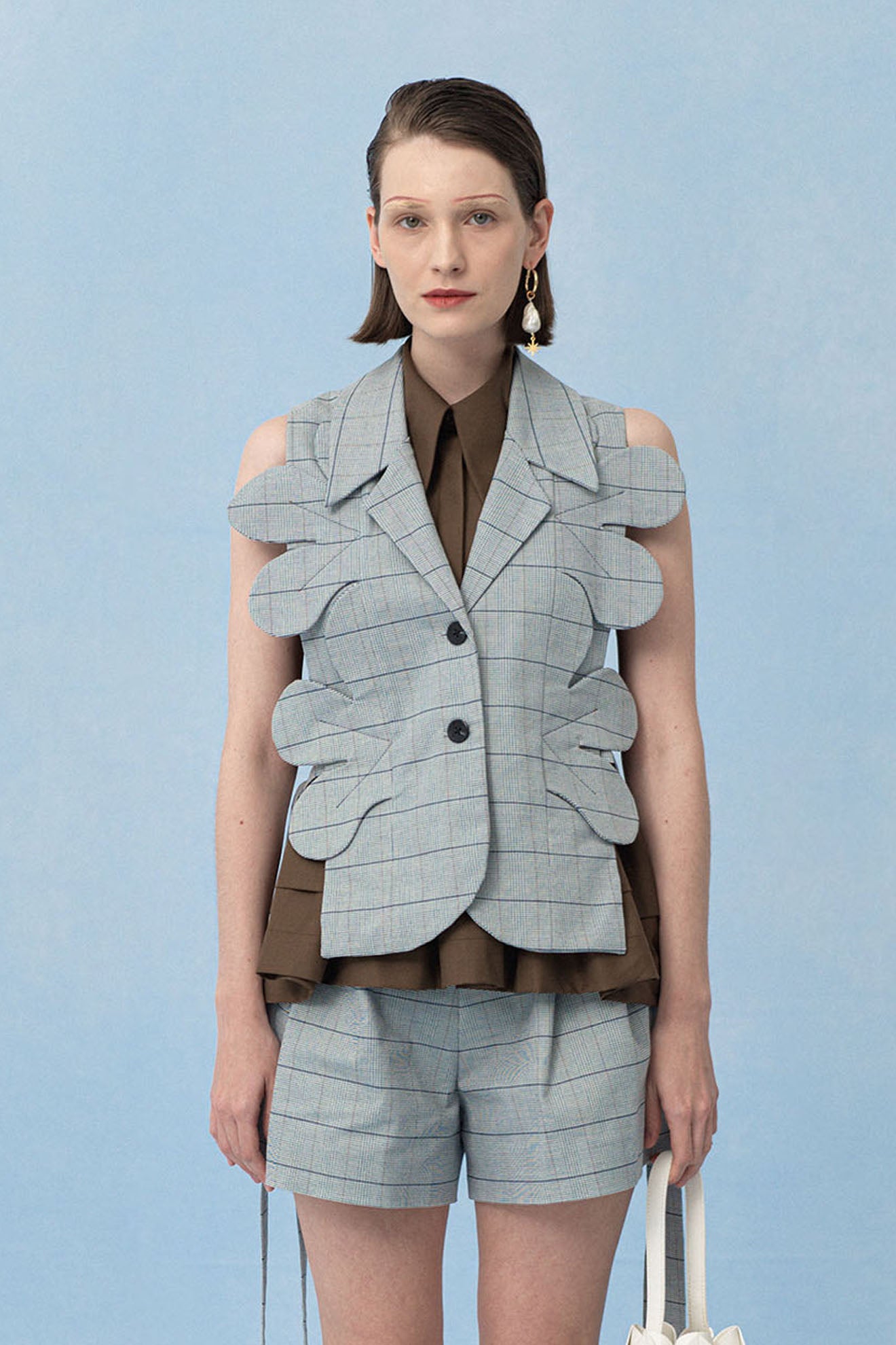 FOREWING Vest in Plaid Grey