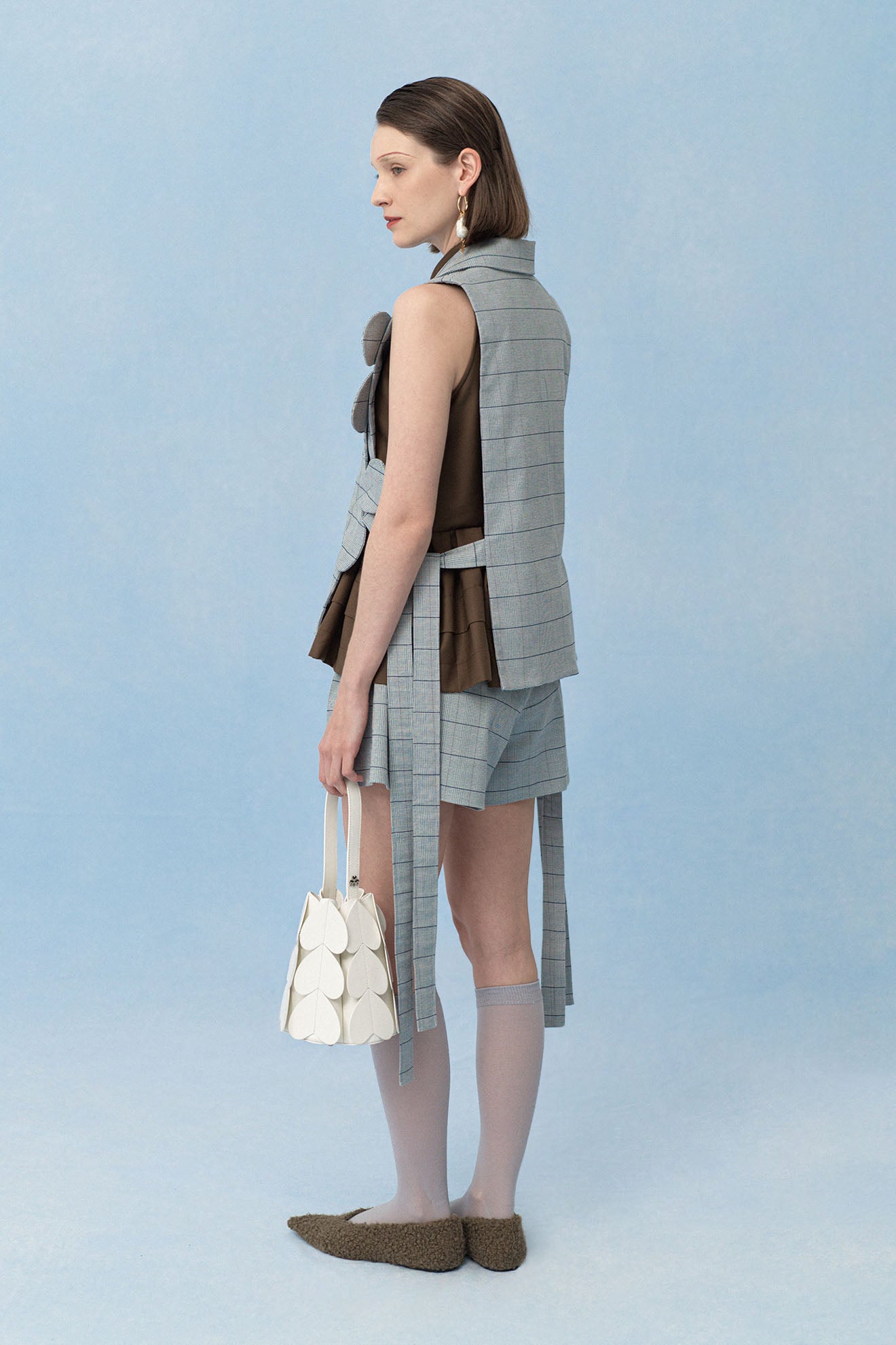FOREWING Vest in Plaid Grey