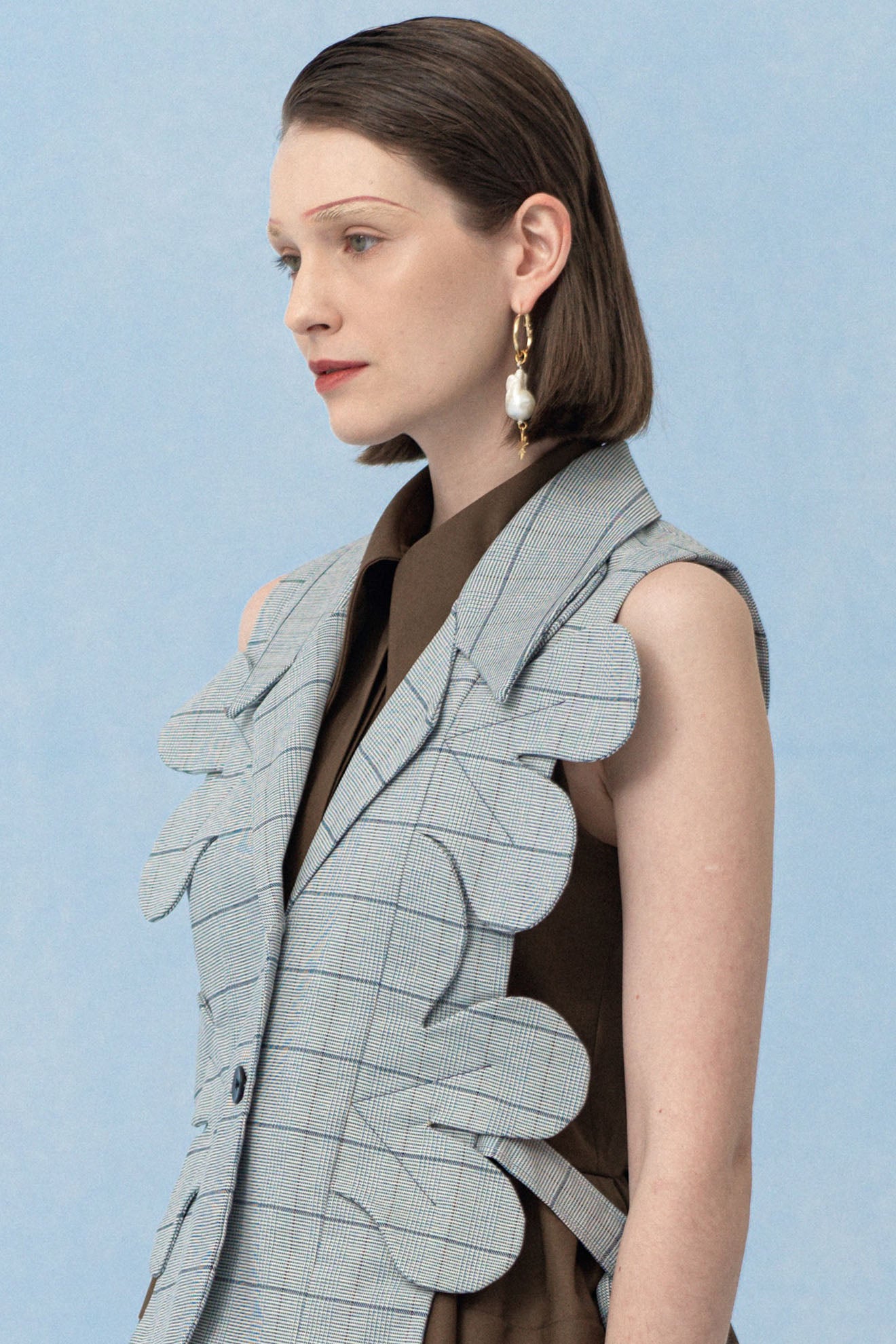 FOREWING Vest in Plaid Grey