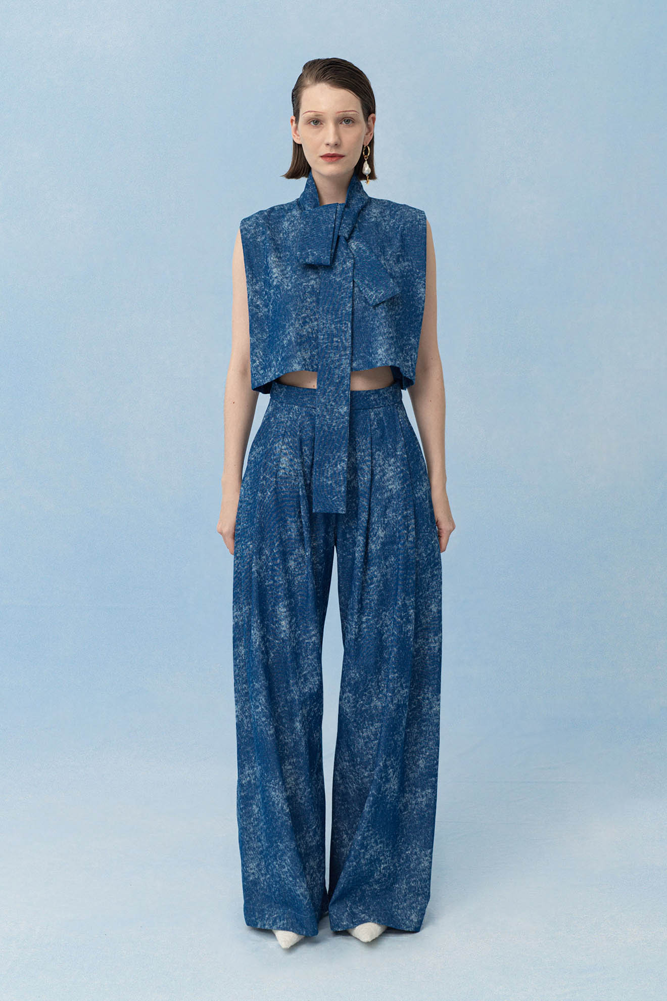 FRINGE Top in Denim Blue