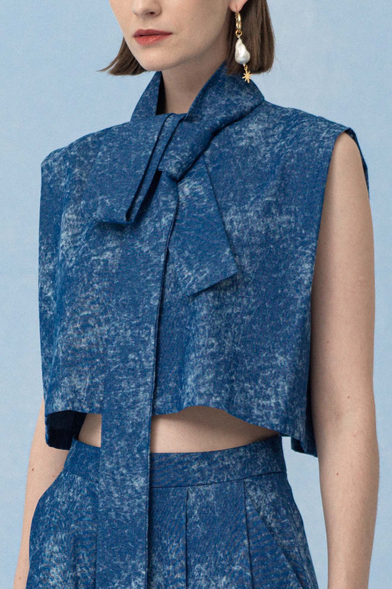 FRINGE Top in Denim Blue