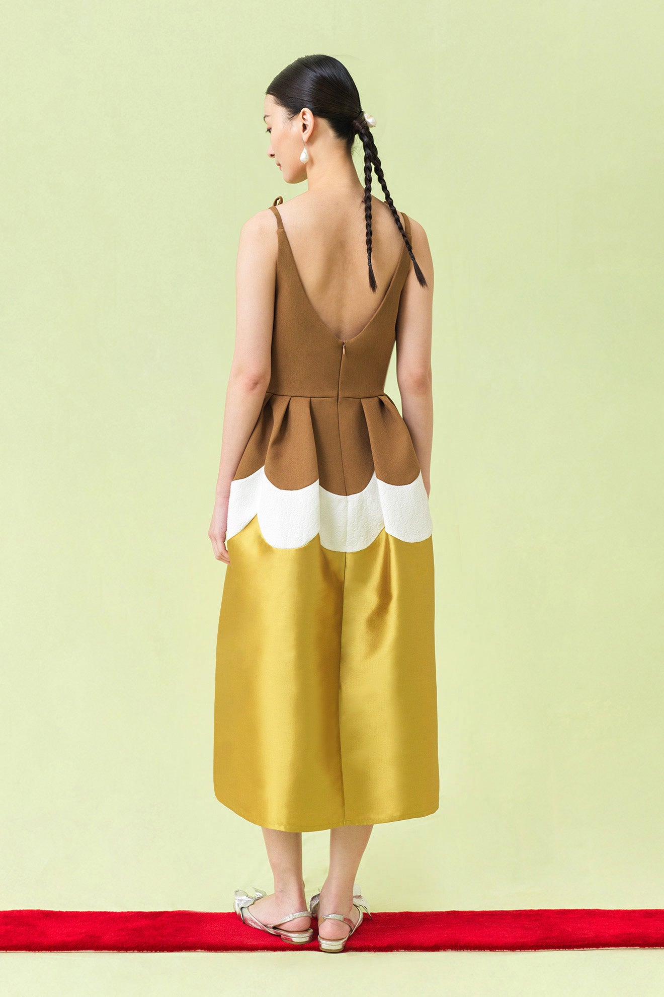 GINKGO Dress in Ochre Brown/Citrine Yellow