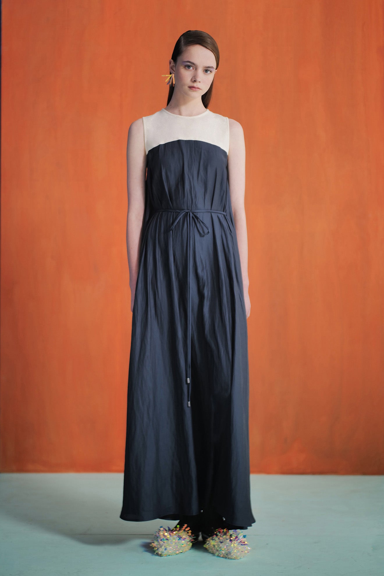 HARMONY Dress in Night Blue/Metallic White