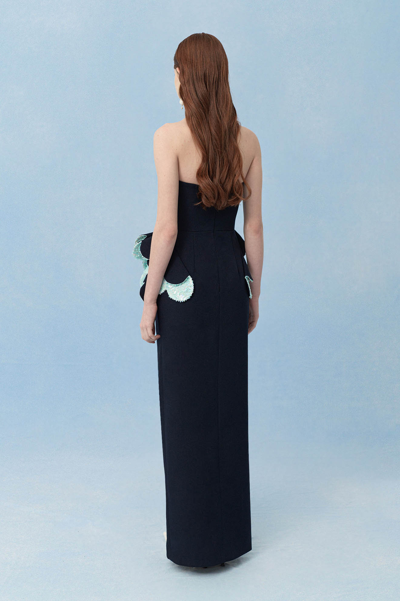 HAUSTELLUM Gown in Dark Blue/Iridescent Mint