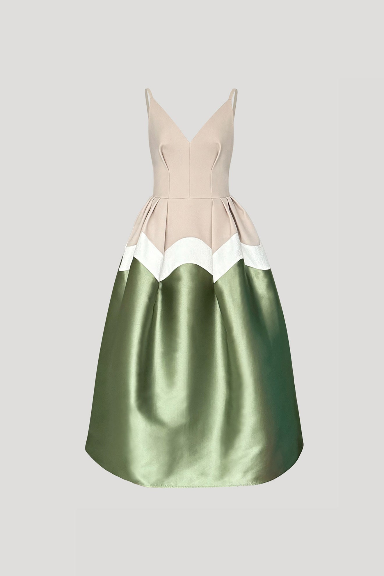 KANZASHI Dress in Beige/Palma Green