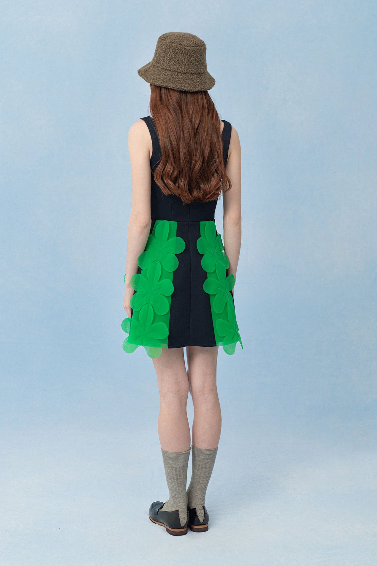 MANDIBLE Dress in Dark Blue/Neon Green