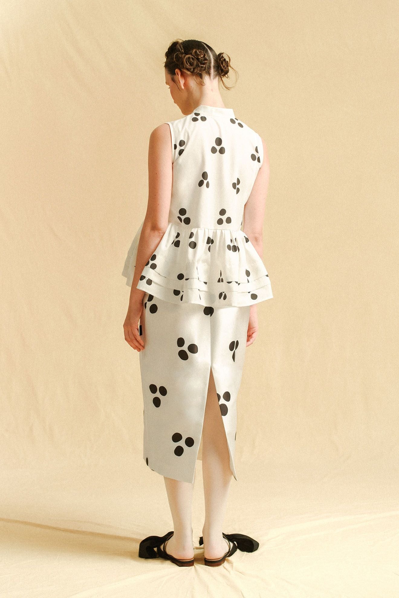 JEU Top in Black Polkadots