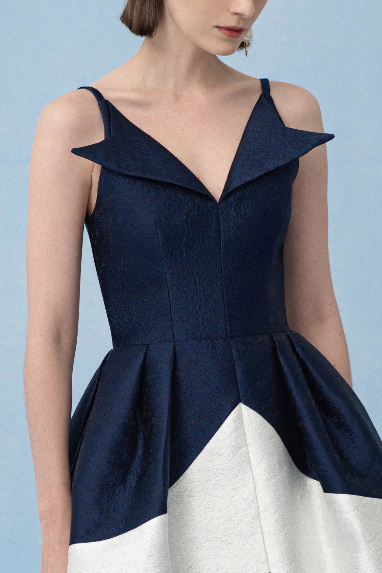 MESONOTUM Dress in Dark Blue/White