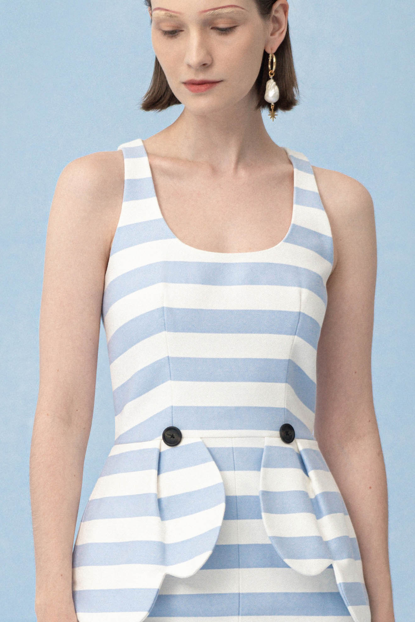 METANOTUM Dress in Ash Blue Stripes