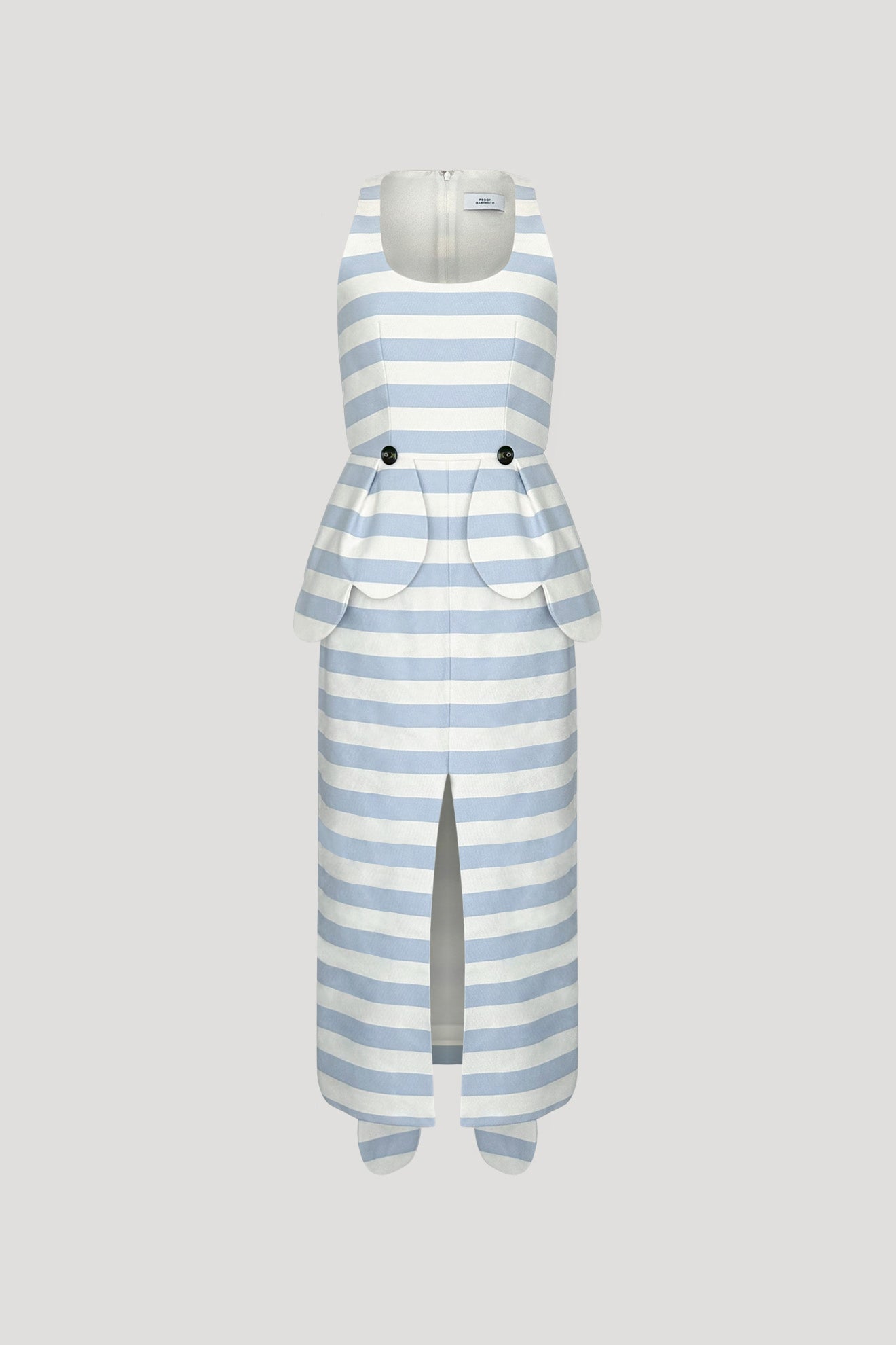 METANOTUM Dress in Ash Blue Stripes