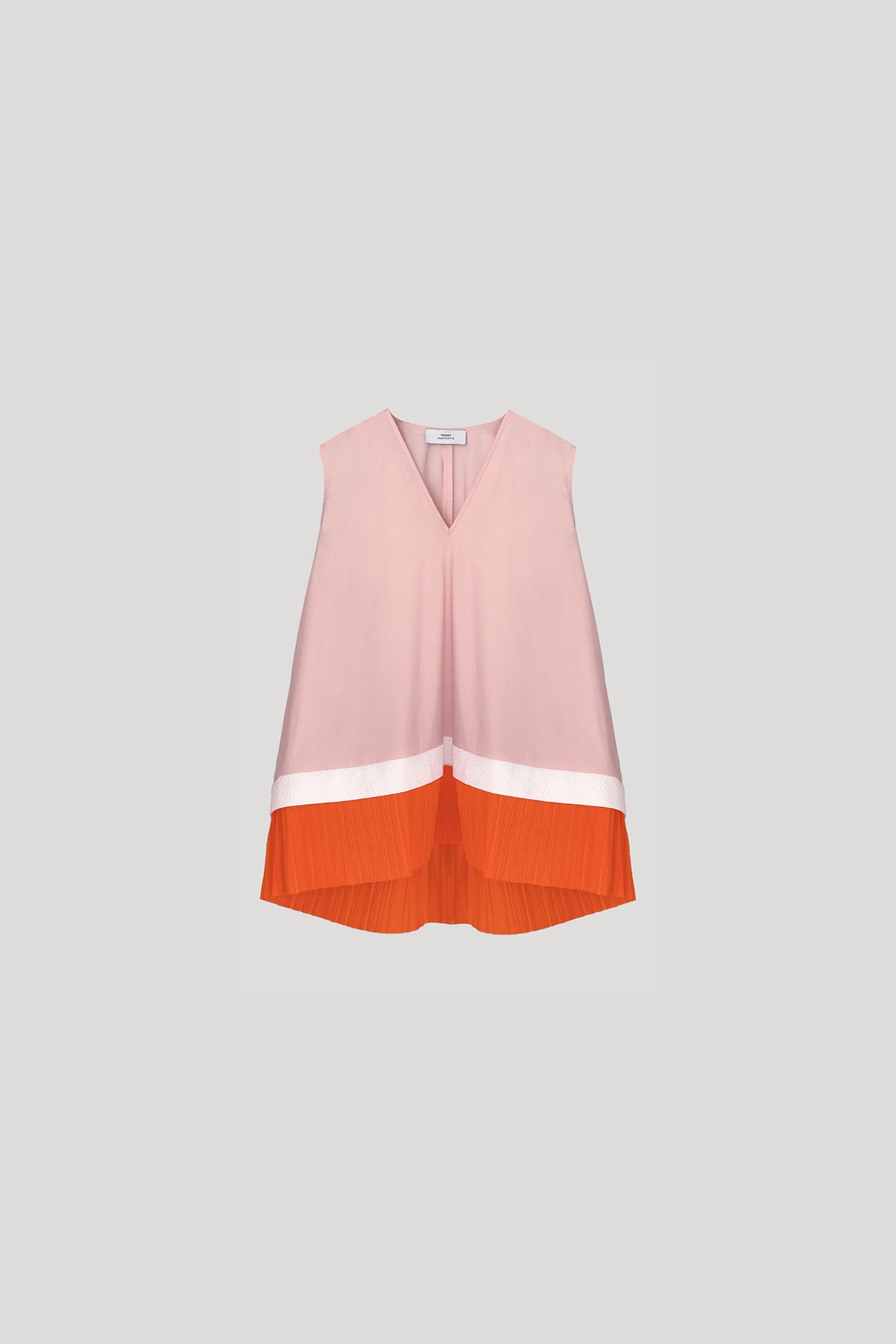 MIKOSHI Top in Coral Pink/Orange Pleats